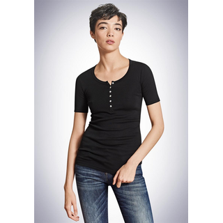 Schiesser Damen Henley 1/2 - Berta Berta Schwarz schwarz 34/XS