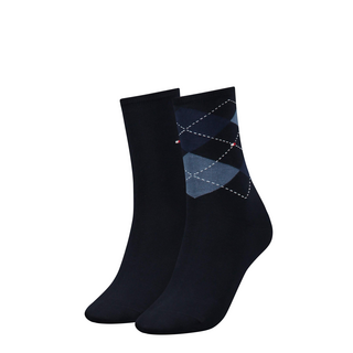 TH WOMEN CHECK SOCK 2P tommy blue 35/38