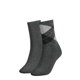 TH WOMEN CHECK SOCK 2P middle grey melange 35/38