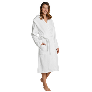 Schiesser Damen Bademantel, 120 cm Bathrobes weiss L