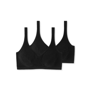 Schiesser Damen 2PACK Bustier mit Cups 95/5 Organic schwarz 70A