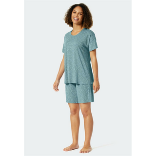 Schiesser Damen Schlafanzug kurz Minimal Comfort Fit blaugrau 38/M