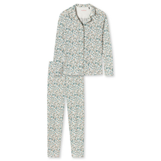 Schiesser Damen Pyjama lang  hellblau 48/4XL