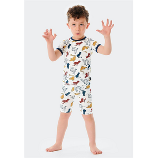 Schiesser Kleinkinder Jungen Schlafanzug kurz Natural Love Frhjah off-white 92