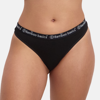 Bamboo Basics Women EMMA Thongs 3-pack Black M