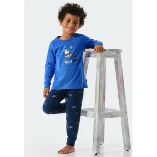 Schiesser Kleinkinder Jungen Schlafanzug lang Boys World blau 140