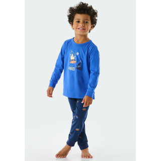 Schiesser Kleinkinder Jungen Schlafanzug lang Boys World blau 140